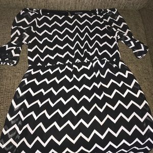 A midi black and white dress